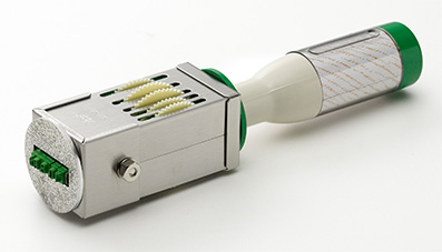 データー印(日付印)の器具　印面の側から撮影