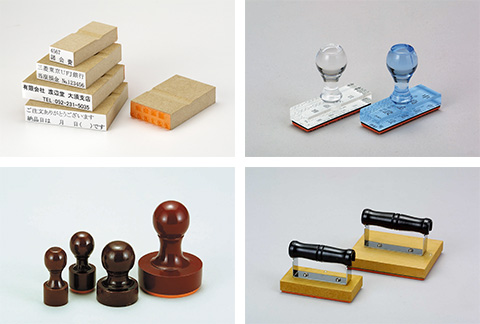 様々な台木の見本　木製台木､透明プラスチック台木など